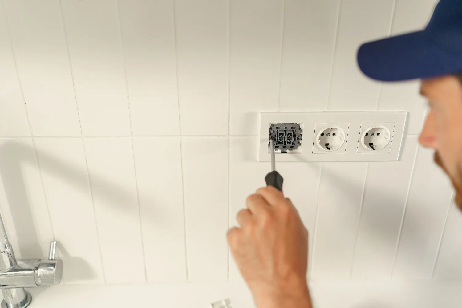 Technician working on a home appliance
